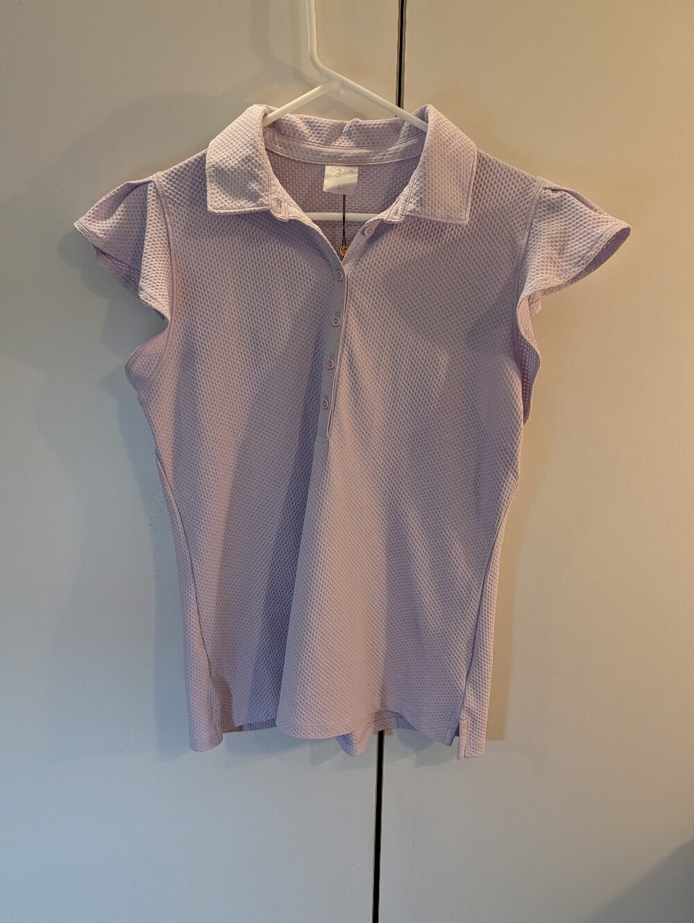 Calia Women’s Large Lavender Polo Top with Cap Sleeves NWT